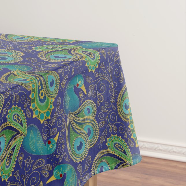 Mantel Patrón de paisley de pavo real azul (In Situ)