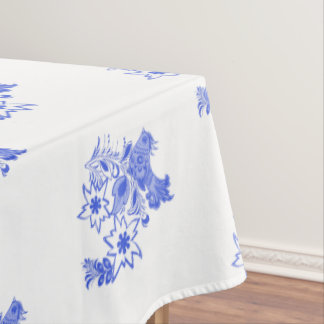 Mantel Patrón de pájaros azules y blancos y edelweiss