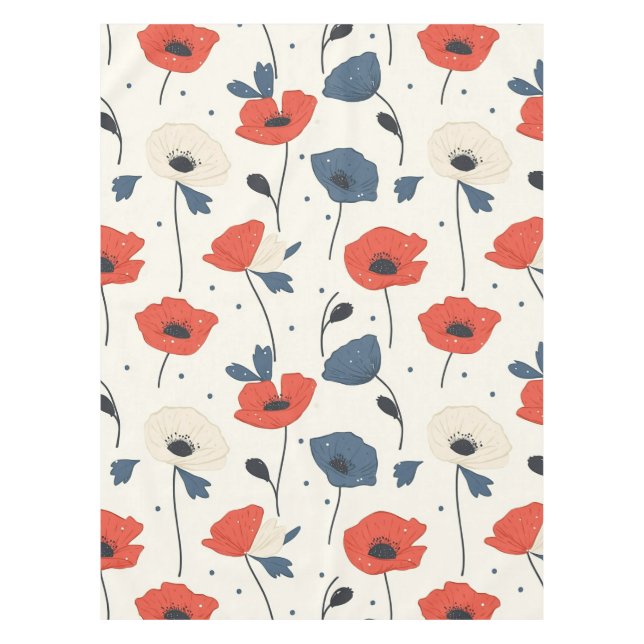 Mantel Patrón de paneles acuáticos - rojo, azul y blanco (Anverso)