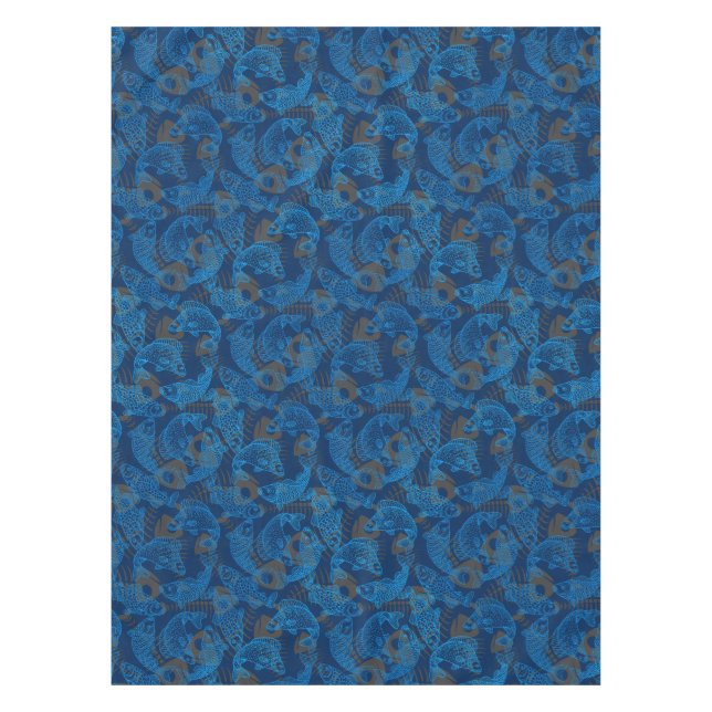 Mantel Patrón de peces 01 huesos ocultos.B DRed BG (Anverso)