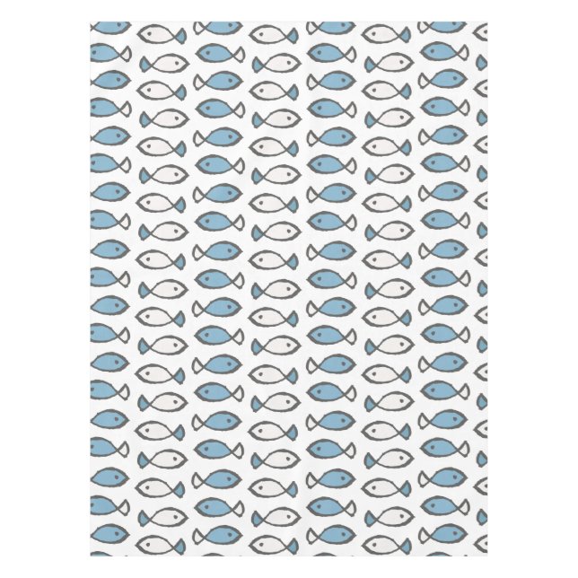 Mantel Patrón de peces blancos azules de verano marino (Anverso)