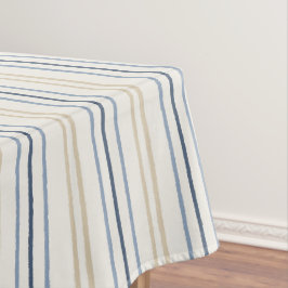 Mantel Patrón de Pinstripe Costero Azul y Arenoso con Toq