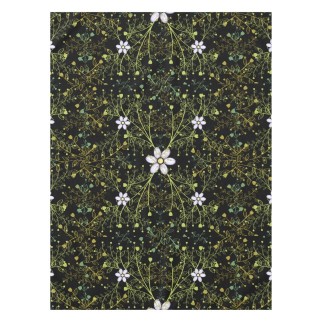 Mantel Patrón de plantas 10bx4 Negro BG (Anverso)