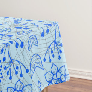 Mantel Patrón de plantas A08.b boho. lblue BG