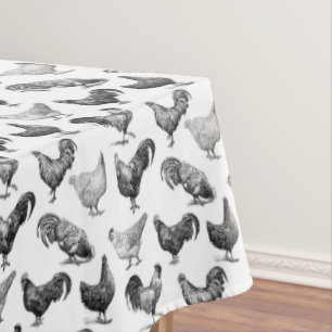 Mantel Patrón de pollo de granja de campo retro