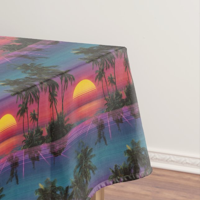 Mantel Patrón de puesta de sol de palmera Retro Synthwave (In Situ)