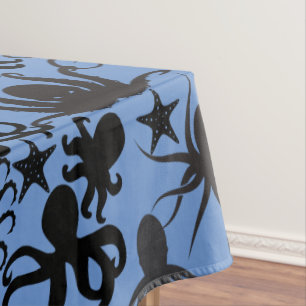 Mantel Patrón de Pulpo con Fondo Azul