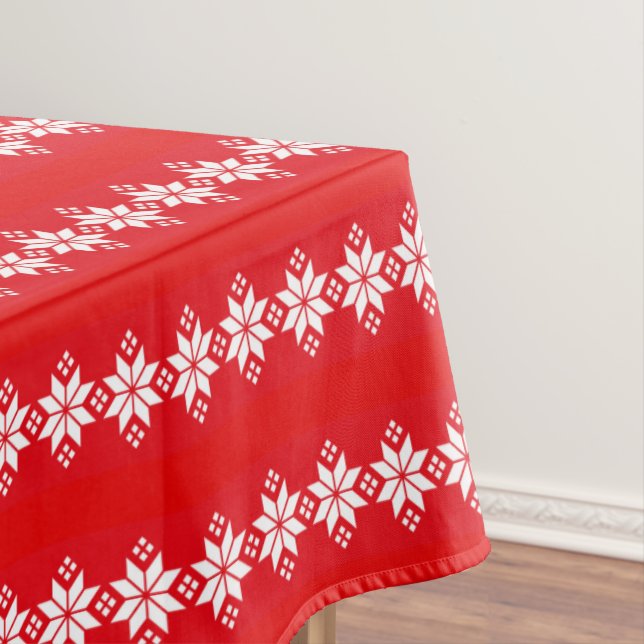 Mantel Patrón de punto de Navidad rojo y blanco (In Situ)