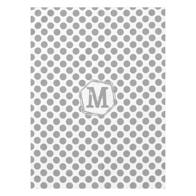 Mantel Patrón de punto de polka gris monograma personaliz (Anverso)