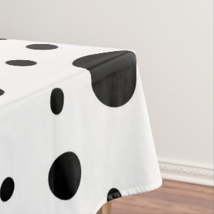 Mantel Patrón de puntos de polka blanca negro