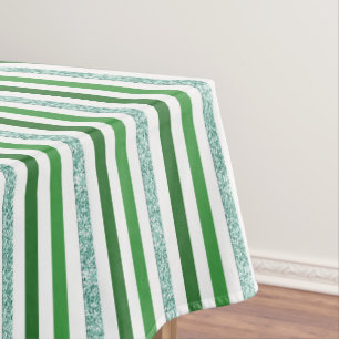 Mantel Patrón de rayas de Purpurina verde y plateado