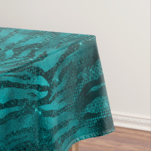 Mantel Patrón de rayas de tigre con brillo glam ombre azu