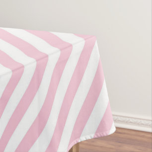 Mantel Patrón de rayas diagonales blancas y rosadas