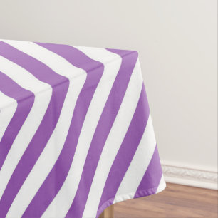 Mantel Patrón de rayas diagonales moradas y blancas