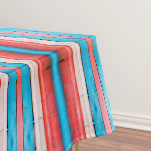 Mantel Patrón de rayas rojas, azules y rosadas vibrantes