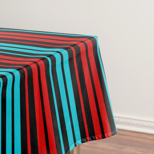 Mantel Patrón de rayas rojas y azules negras (In Situ)