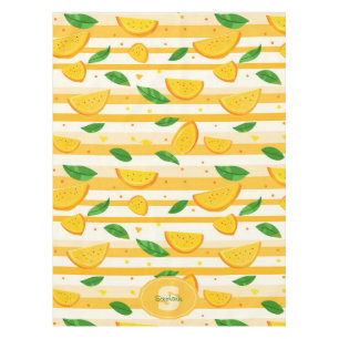 Mantel Patrón de rebanada de Naranja con hojas verdes