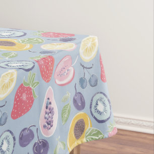 Mantel Patrón de resorte de monograma de frutas coloridas
