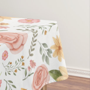 Mantel Patrón de Rosa de Flor Silvestre Rosa Elegante