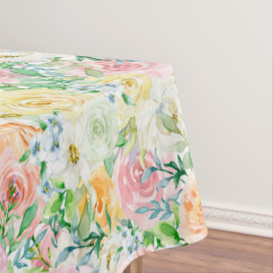 Mantel Patrón de rosas románticas pastel Corto  