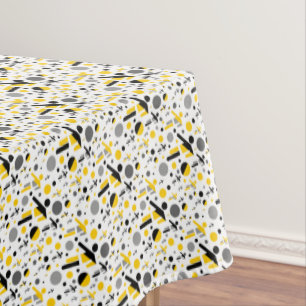 Mantel Patrón de silueta de fútbol amarillo negro lindo