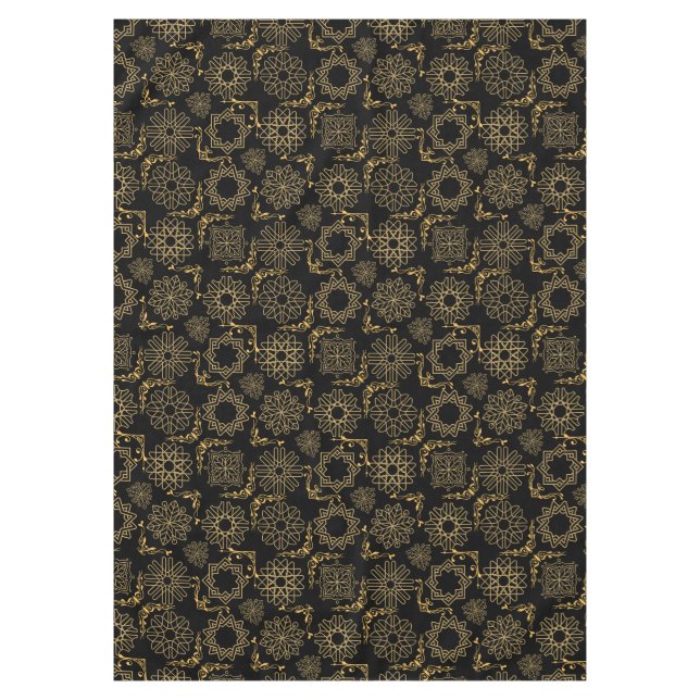 Mantel Patrón de símbolos dorados 12.bw negro BG (Anverso)