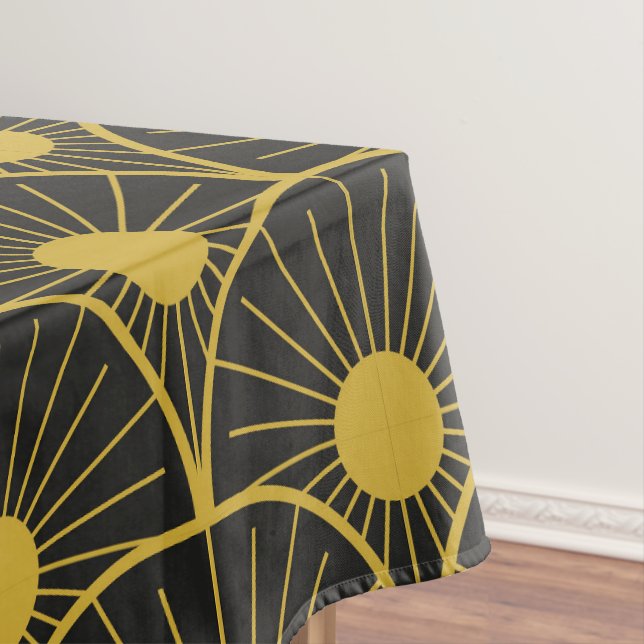 Mantel Patrón de sol Art Déco dorado y negro (In Situ)