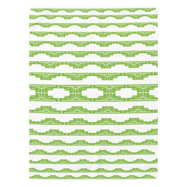 Mantel Patrón de Sunburst Art Deco en Blanco y Lime (Anverso)