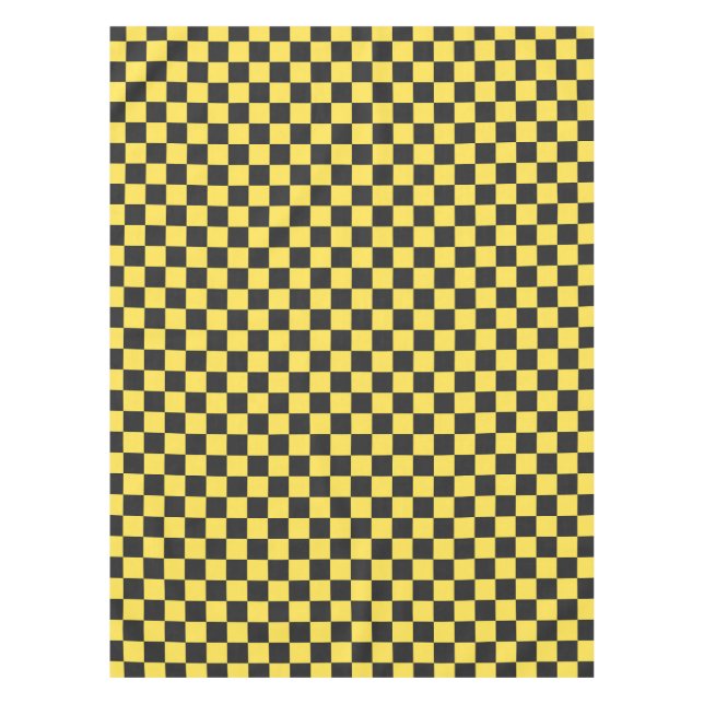 Mantel Patrón de tablero de ajedrez amarillo y negro (Anverso)