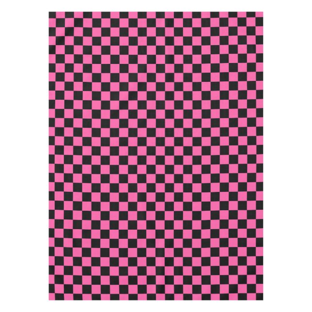 Mantel Patrón de tablero de ajedrez negro y rosa (Anverso)