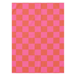 Mantel Patrón de tablero de cheques en rosa y Naranja 