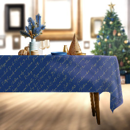 Mantel Patrón de tipografía de Navidades de oro azul#36 I
