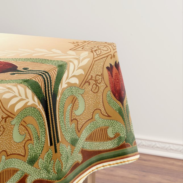 Mantel Patrón de tulipanes rojos de estilo de misión vint (In Situ)