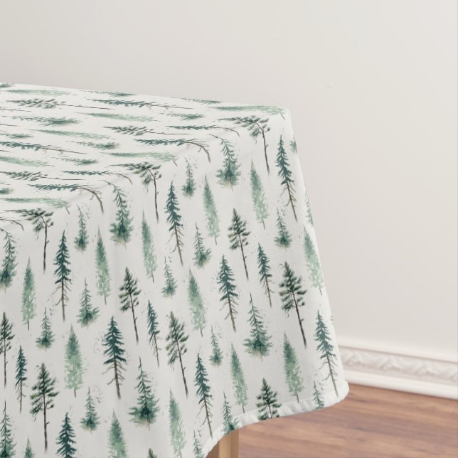 Mantel Patrón de vacaciones de árboles navideños acuarela (In Situ)