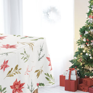 Mantel Patrón de vegetación de Navidades de acuarela fest