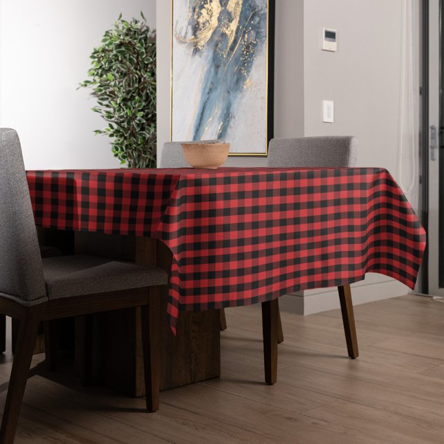 Mantel Patrón de verificación de búfalo de caligrafía nav (Buffalo check rustic red and black pattern table cloth)