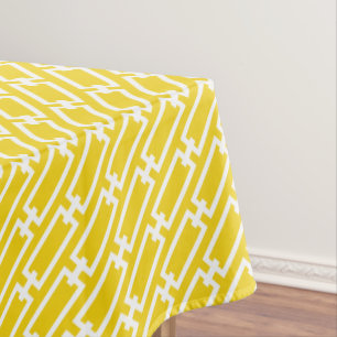 Mantel Patrón de vínculos de cadena geométrica amarillo b