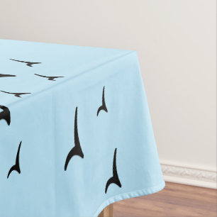 Mantel patrón de vuelo de pájaros negros azul claro minim