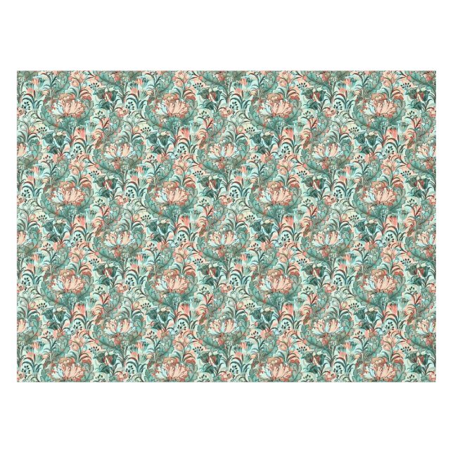 Mantel Patrón de William Morris de Tulipán Peonía Pastel  (Frente (Horizontal))