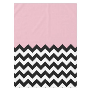 Mantel Patrón de zigzag negro y blanco, chevron, rosa