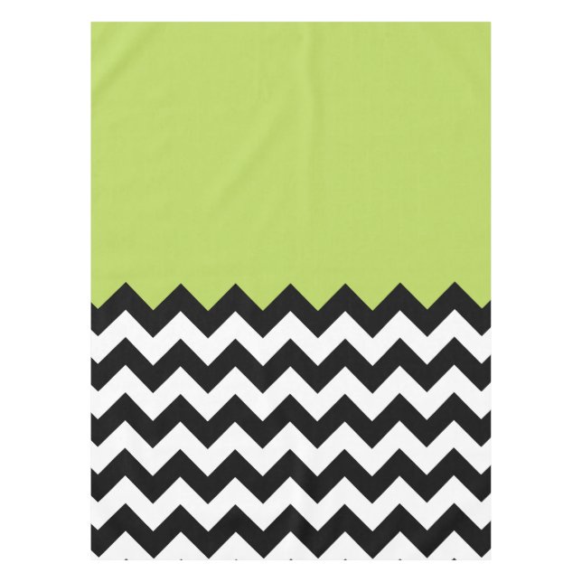Mantel Patrón de zigzag negro y blanco, chevron, verde (Anverso)