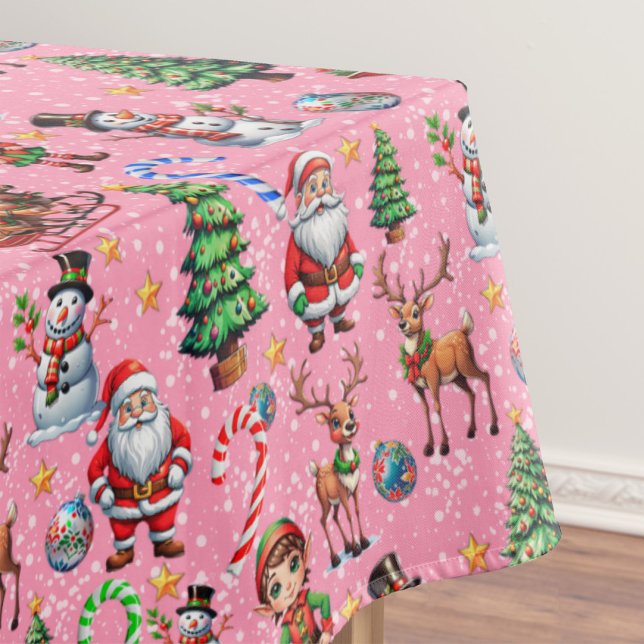 Mantel Patrón decorativo de Navidad con fondo rosa (Subido por el creador)