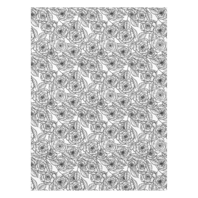 Mantel Patrón dibujado a mano por los rosas (Anverso)