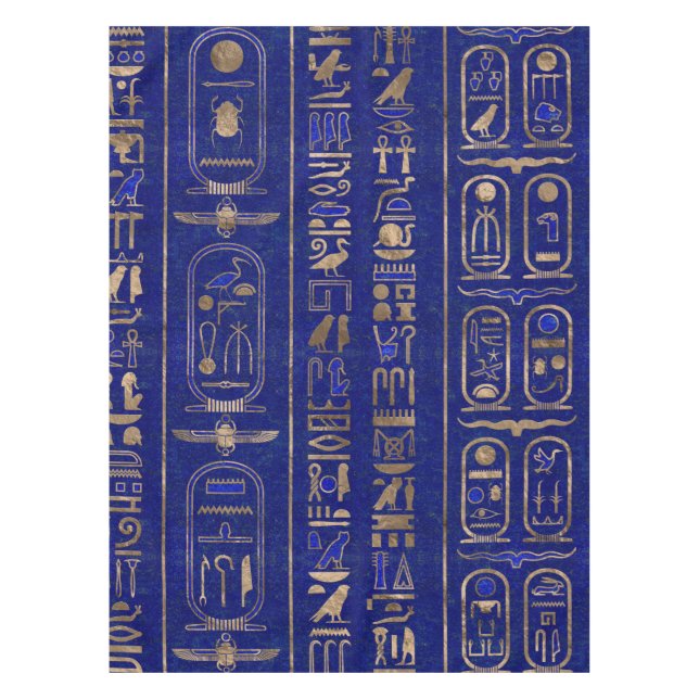 Mantel Patrón egipcio de jeroglíficos Gold Lapis Lazuli (Anverso)
