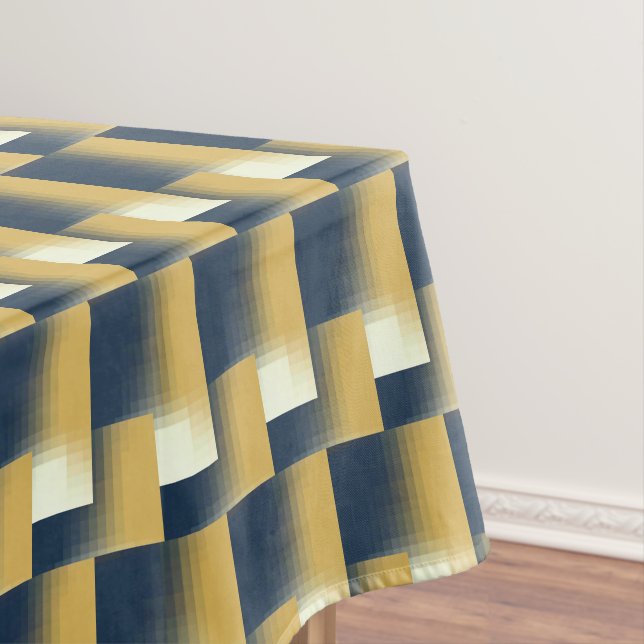 Mantel Patrón elegante amarillo Mostaza azul de la Marina (In Situ)