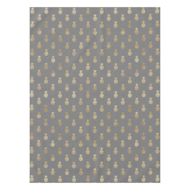 Mantel Patrón elegante de piña gris y dorada (Anverso)