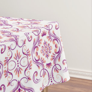 Mantel Patrón elegante floral Peach and Purple Damask