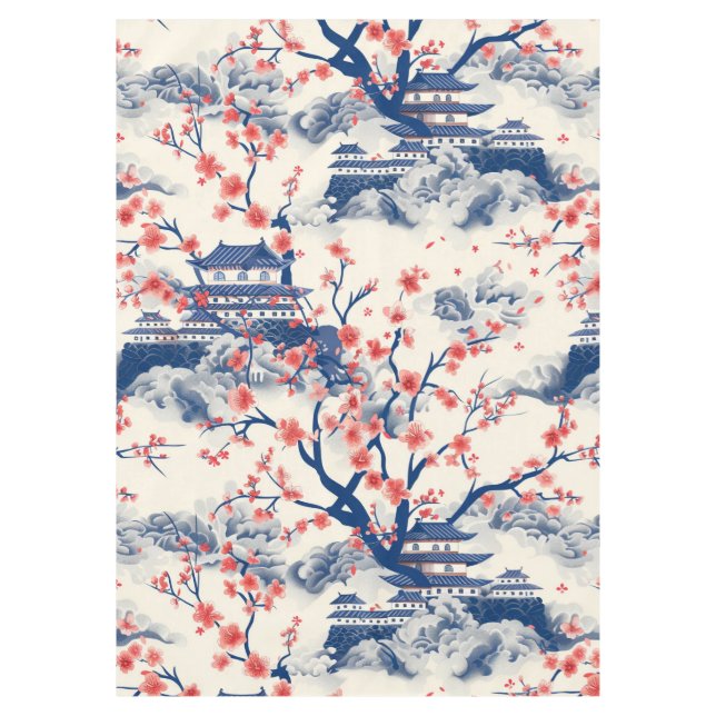 Mantel Patrón elegante sin soldadura de flores de cerezo  (Anverso)