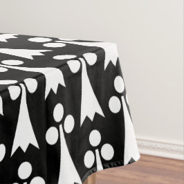 Mantel Patrón Ermine, patrón medieval, blanco sobre negro