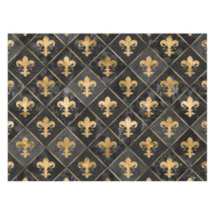 Mantel Patrón Fleur-de-lis Mármol Negro y Oro